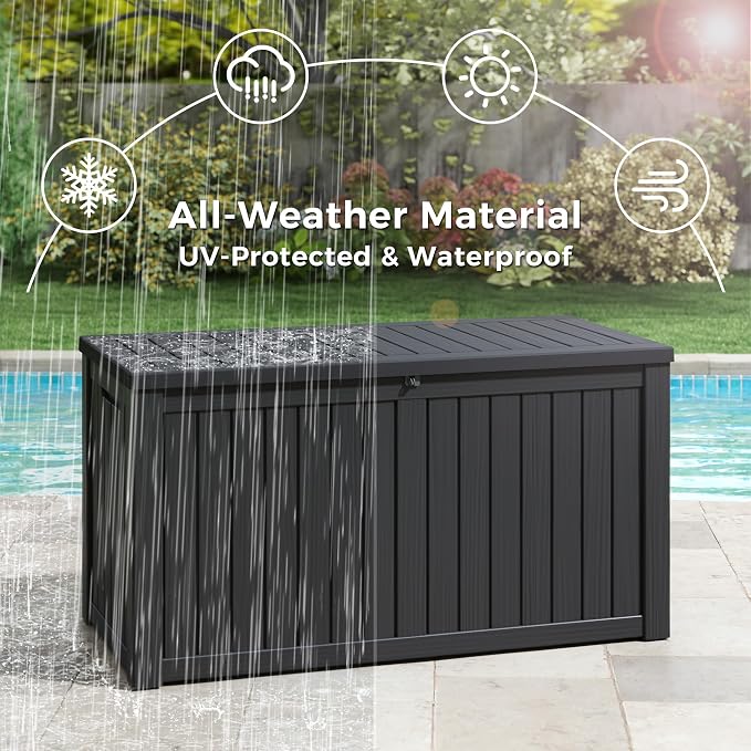 Outdoor Storage Box, 180 Gallon Large Outdoor Resin Deck Box, Storage - Image 3