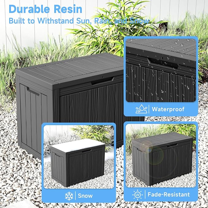 56 Gallon Outdoor Storage Box Waterproof UV Resistant Deck Box | Lockable - Image 5