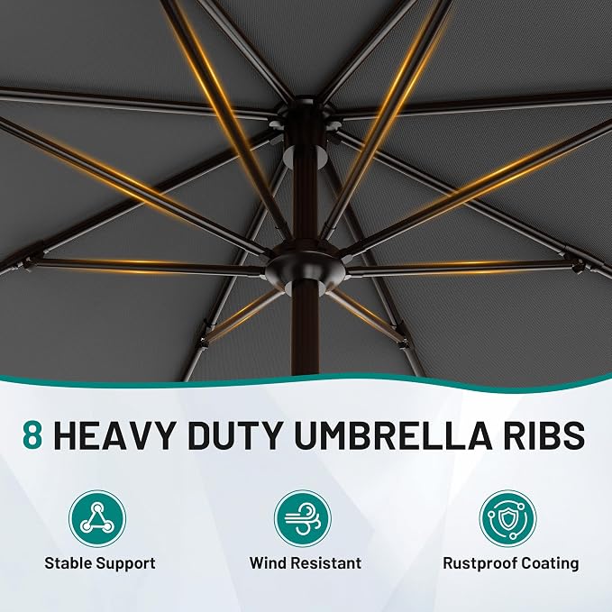 9 FT Patio Umbrella for Outdoor, Outdoor Table Umbrella - Image 3