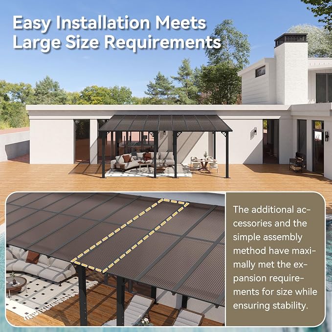 Aoxun 18’x10’ Gazebo for Patio, Gazebo Pergola - Image 3