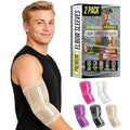 BLITZU Elbow Compression Sleeve for Tendonitis 2 Pack, Tennis Elbow Brace Support for Men and Women Golfers Elbow Pain Relief, Arthritis, Bursitis, Arm Brace for Workout, Weightlifting Nude S