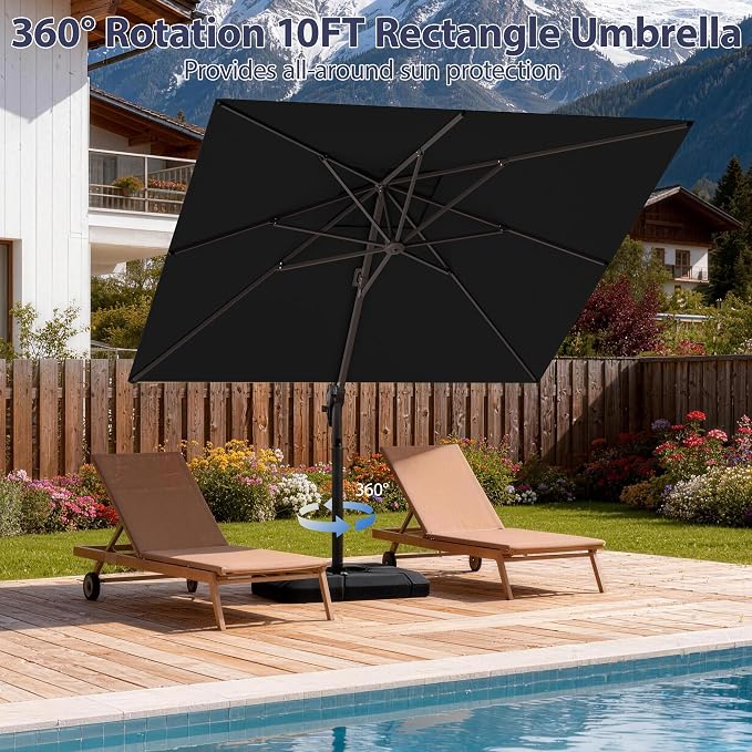 10' X 10' Patio Umbrella Cantilever Outdoor Rectangle Umbrella - Image 4