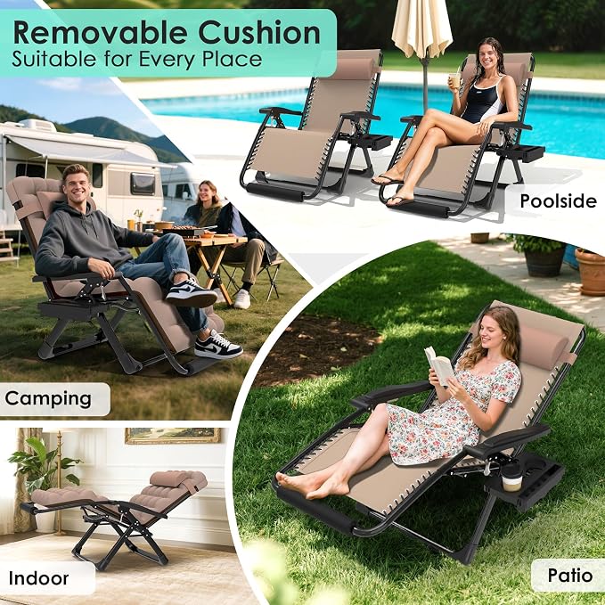 Suteck Oversized Zero Gravity Chair, 500LBS 33" XXL Reclining Lounge Chairs | - Image 6