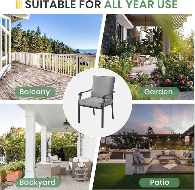 LVUYOYO Outdoor Patio Dining Chairs Set of 4, Metal Stackable Chairs Set - Image 8