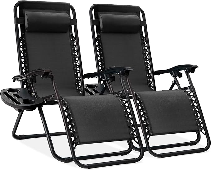 Best Choice Products Set of 2 Adjustable Steel Mesh Zero Gravity Lounge Chair by Unknown