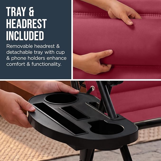 Best Choice Products Oversized Padded Zero Gravity Chair w/Canopy Headrest Cup - Image 9