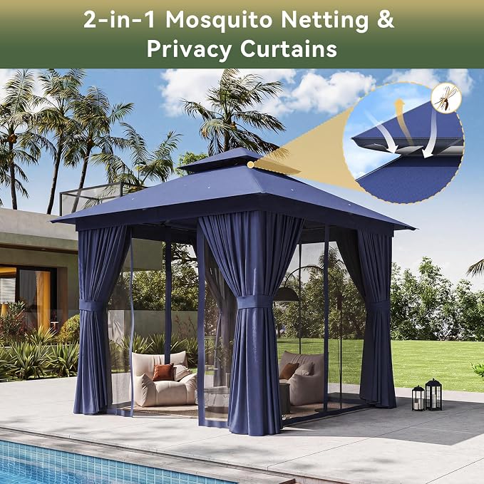 8'x8' Gazebo, Metal Frame Canopy - Image 3