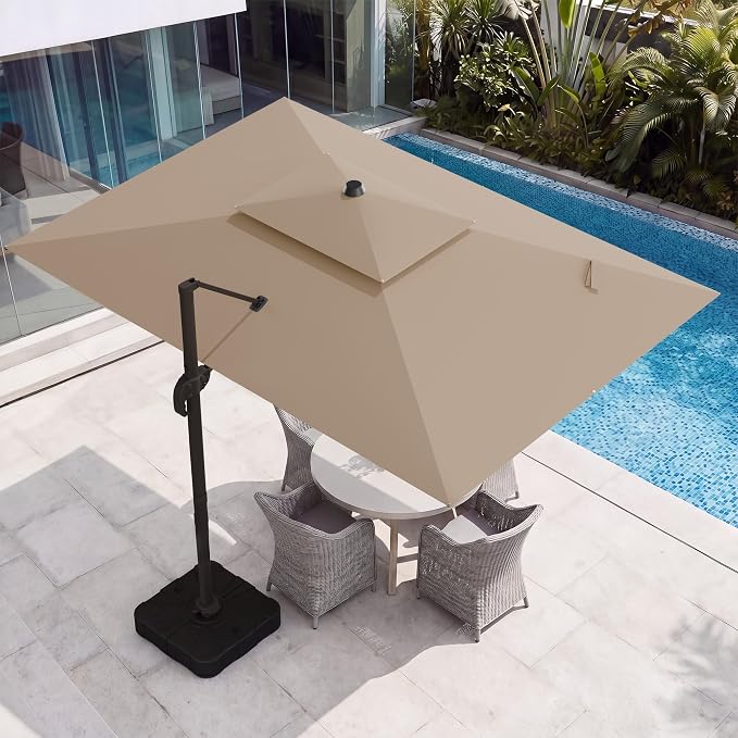 10x13 FT Patio Cantilever Umbrella, Rectangular Heavy Duty Offset Umbrella - Image 10