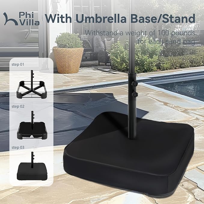 PHI VILLA 15ft Large Outdoor Patio Umbrella - Image 5