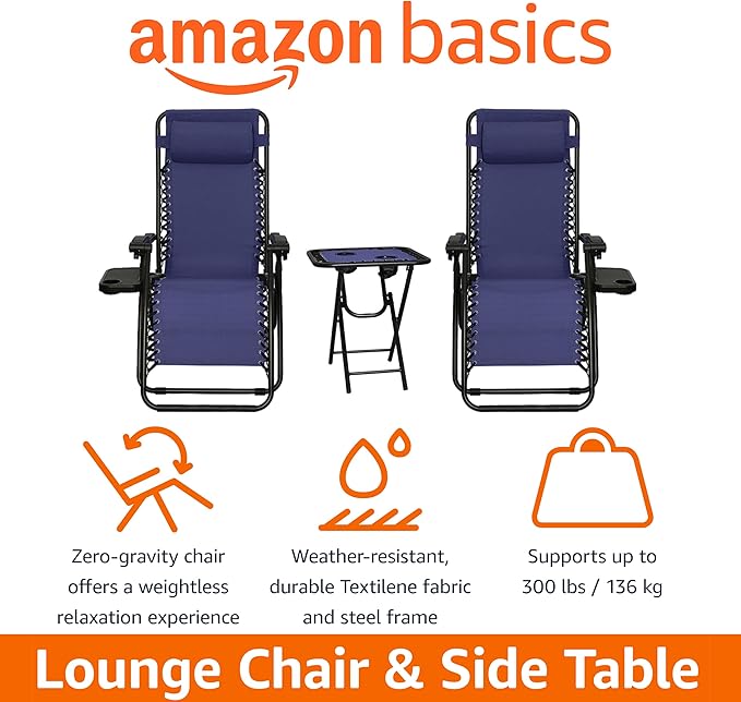 Amazon Basics Outdoor Adjustable Zero Gravity Folding Reclining Lounge Chair - Image 4