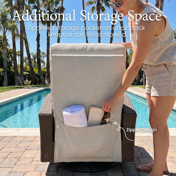 Oversized Wicker Outdoor Swivel Glider Recliner - Image 8