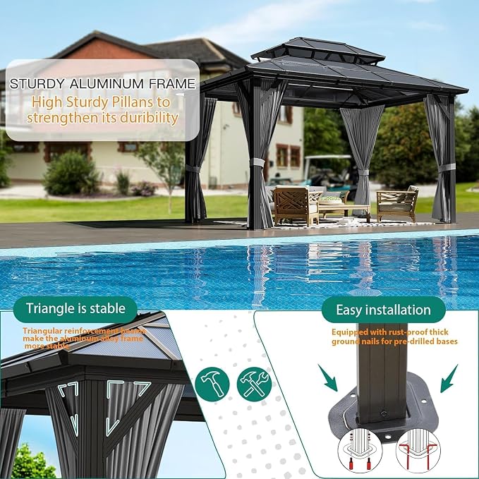 GAOMON 10'x12' Hardtop Gazebo - Image 6