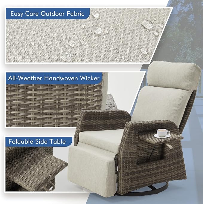 Patio Swivel Rattan Recliner - Image 6