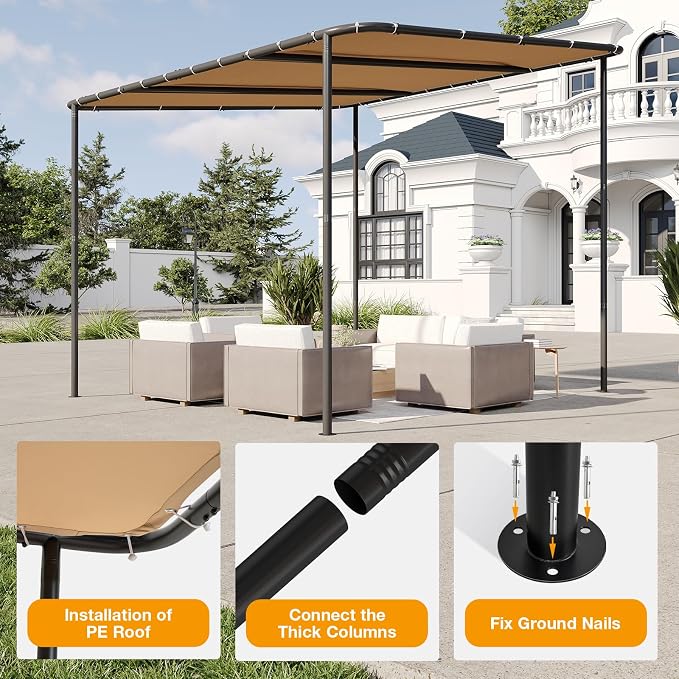 10x10 Lean to Pergola Outdoor Gazebo - Image 6