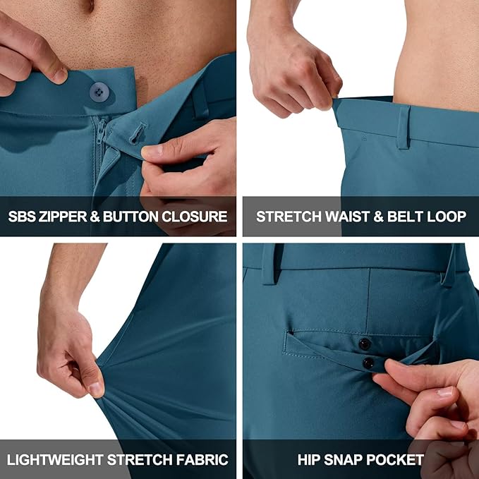 QPNGRP Men's Golf Pants 30"/32"/34" Inseam Lightweight Stretch Work Dress Pants