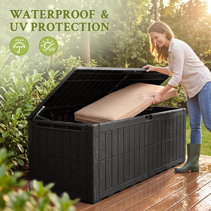 Flamaker 220 Gallon Large Outdoor Storage Box Waterproof, XL Resin Deck Box | - Image 6