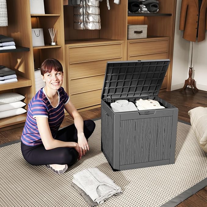 36 Gallon Outdoor Storage Box Waterproof Lockable Resin Deck Box | Small - Image 2