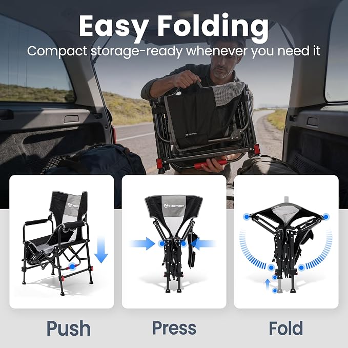 Folding Camping Director Chairs, Adjustable Height, Storage Pocket, Heavy Duty - Image 5