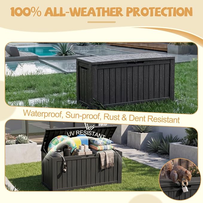 Outdoor Storage Box Waterproof, 150 Gal Gen 2 Resin Deck Box - Image 4