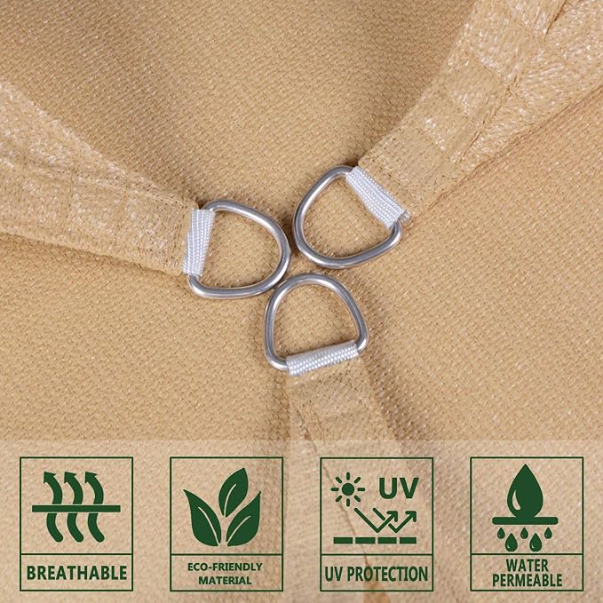 Sun Shade Sail 13' x 13' x 13' Sand Triangle Shade Canopy | Outdoor sun shade - Image 5