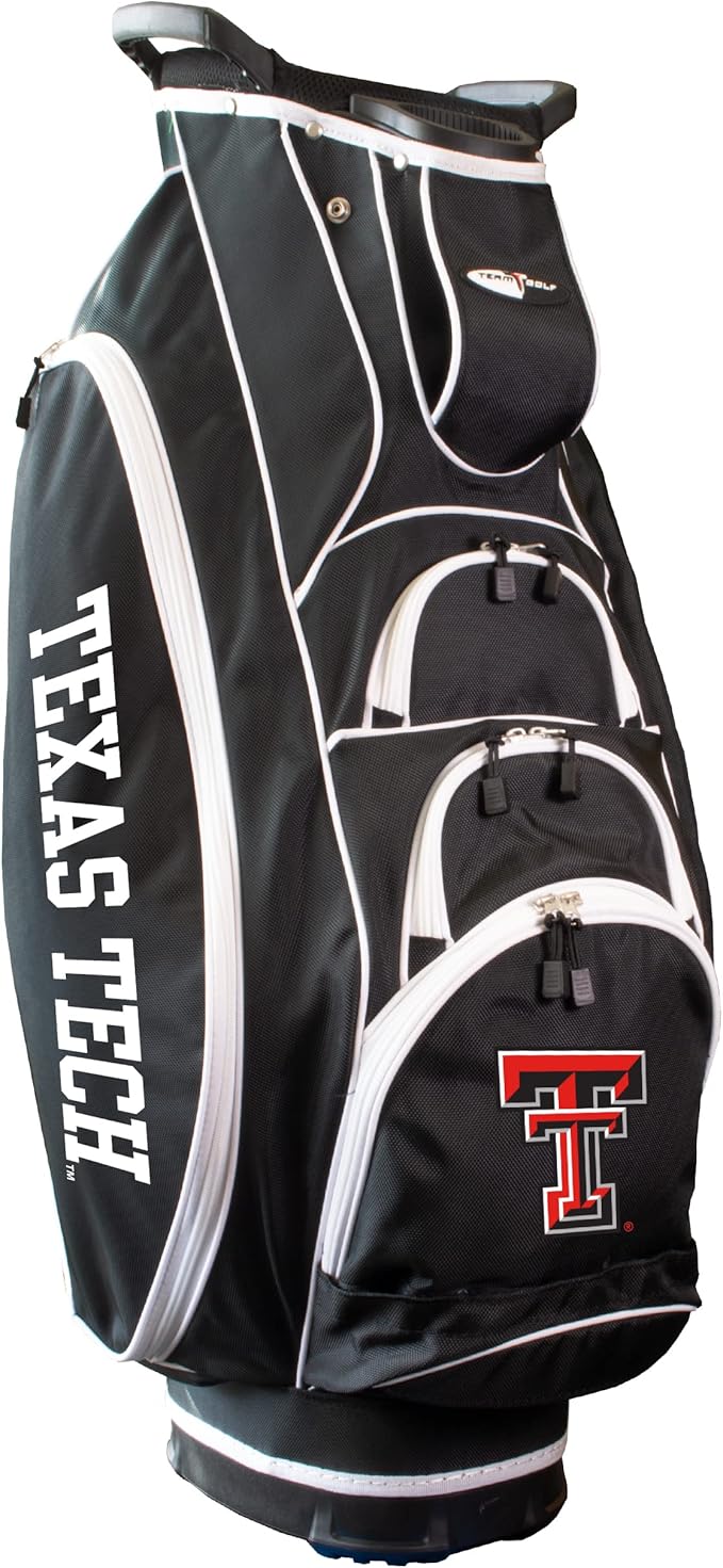 Team Golf NCAA Lightweight, 10-Way Club Divider, Spring Action Stand, Insulated Cooler Pocket, Velcro Glove and Umbrella Holder & Lift Assist Handles