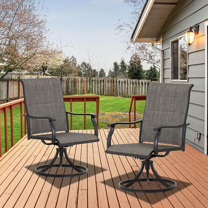 Outdoor 360-degree Swivel Dining Chairs Set of 4, Ergonomic Designed, Breathable - Image 8