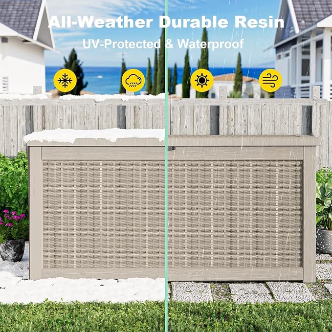 320 Gallon Outdoor Storage Box, Large Deck Box Waterproof UV Resistant - Image 7
