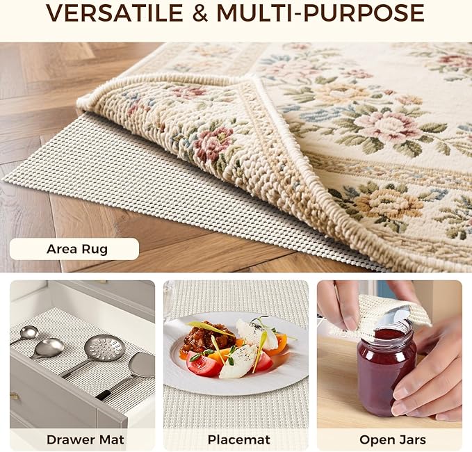 BAGAIL BASICS 2 x 10 FT Rug Pad Gripper for Hardwood Floors, Non Slip Rug Pads for Area Rugs, Extra Thick Under Rug Padding, Protect Your Rugs & Floors