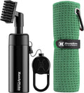 Handy Picks Golf Club Cleaner with Water Bottle Holds 5.5 OZ, Heavy Duty Metal Retractable Magnetic Clip, Waffle Microfiber Golf Towel, Ideal Water Brush Combo