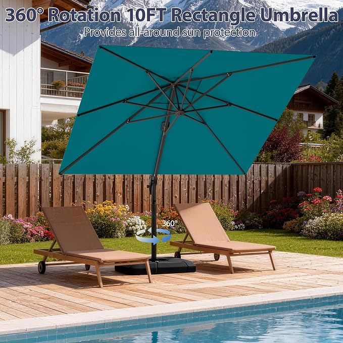 10' X 10' Patio Umbrella Cantilever Outdoor Rectangle Umbrella - Image 4