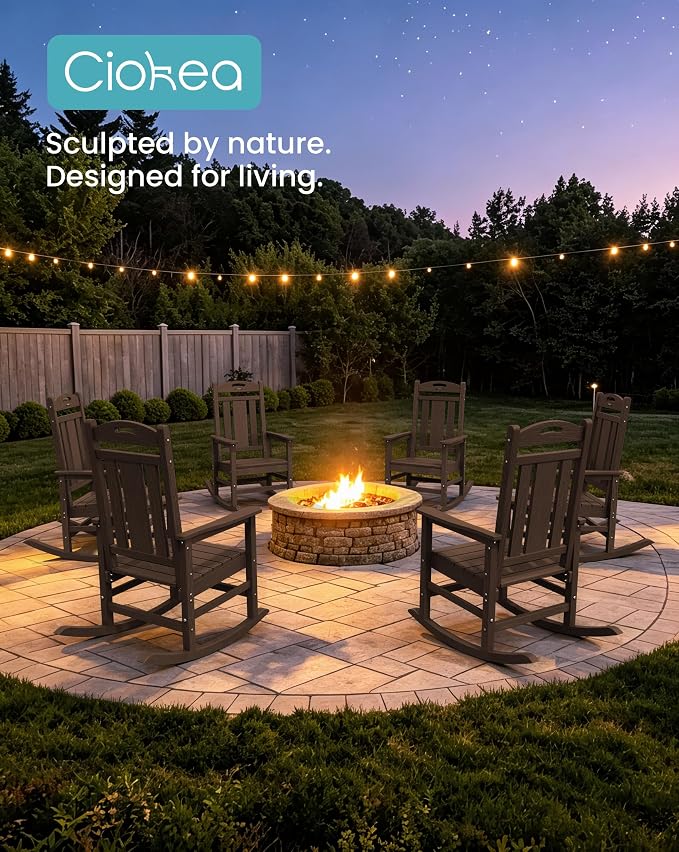 Oversized Outdoor Rocking Chairs Set of 8, 380lbs Heavy-Duty Large Patio Rocker - Image 4