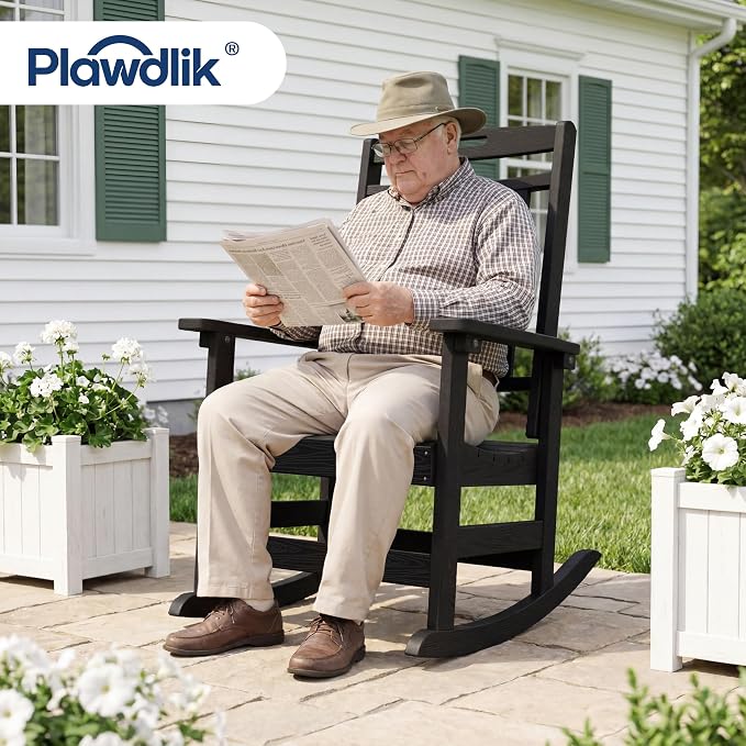 Oversized HDPE Outdoor Rocking Chair, All-Weather Resistant, Extra Large & - Image 5