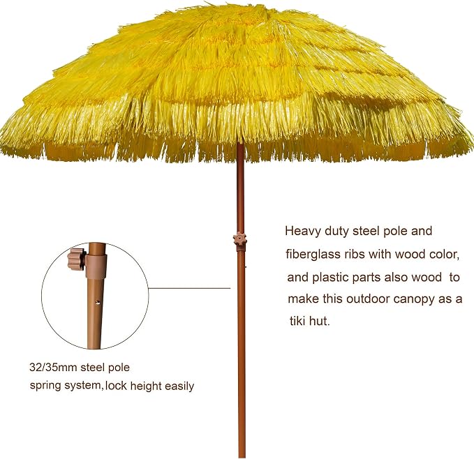 AMMSUN 7.5ft Hula Thatched Hawaiian Tiki Patio Beach Umbrella - Image 3