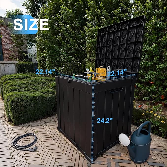 PatioZen 51 Gallon Resin Deck Box, Lockable Patio Outdoor Storage Box - Image 4