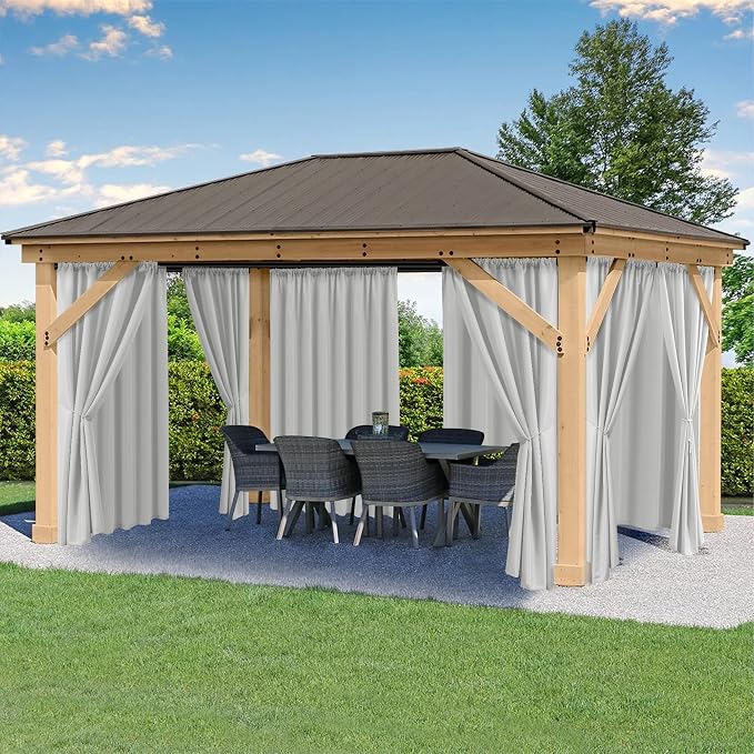 Outdoor Curtains for Patio Waterproof Rod Pocket 4 Pcs 54x95 Silver Grey | by HolidayIdeas