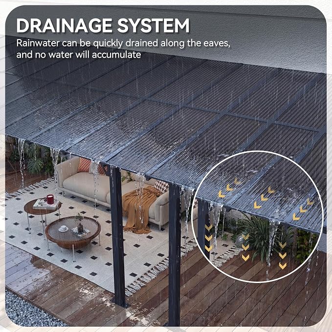 Aoxun 26’x10’ Gazebo with Aluminum Frame & Polycarbonate Panel, Outdoor Patio - Image 6