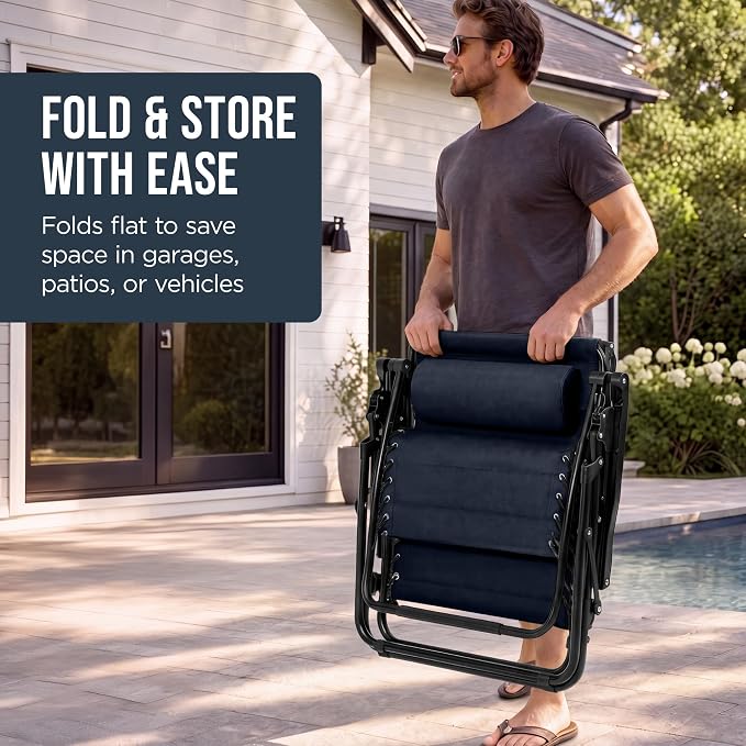 Best Choice Products Oversized Padded Zero Gravity Chair w/Canopy Headrest Cup - Image 8
