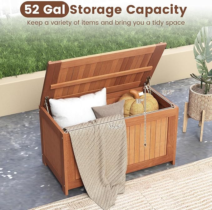 RELAX4LIFE Wood Deck Box, 52 Gallon Backyard Storage Bin Container - Image 5