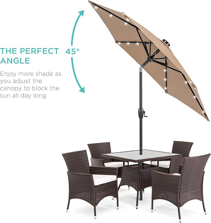 Best Choice Products 7.5ft Solar Umbrella LED Lighted Patio Umbrella, Table - Image 2