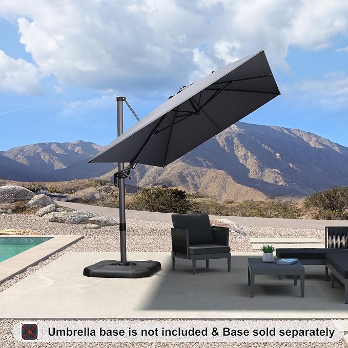 PURPLE LEAF Cantilever Umbrella Left-right Tilting 8.2' X 11.5' Light Grey | 5 - Image 2