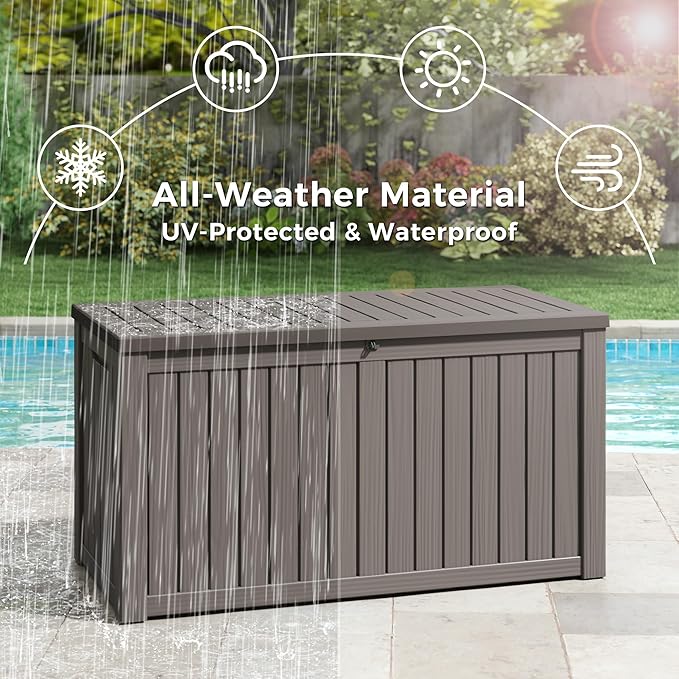 Outdoor Storage Box, 180 Gallon Large Outdoor Resin Deck Box, Storage - Image 3