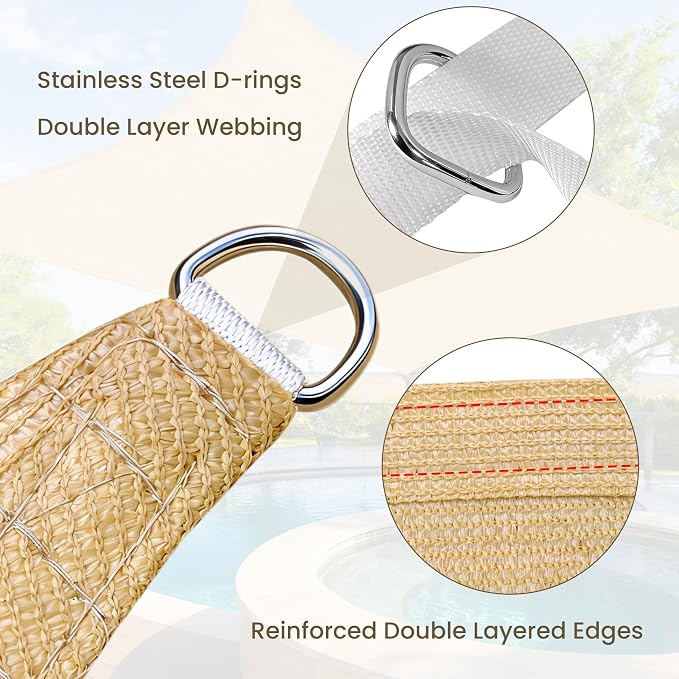 6.5' x 10' Rectangle Sun Shade Sail - Image 2