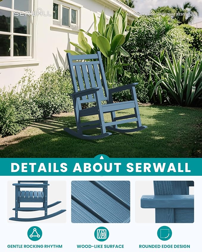 SERWALL Outdoor Rocking Chair Set of 6, Patio Rocking Chairs - Image 4