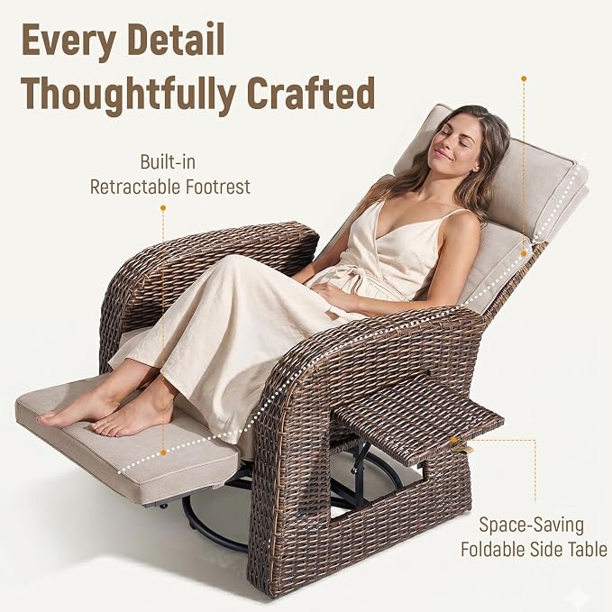Luxury Patio Swivel Recliner Chair - Image 8