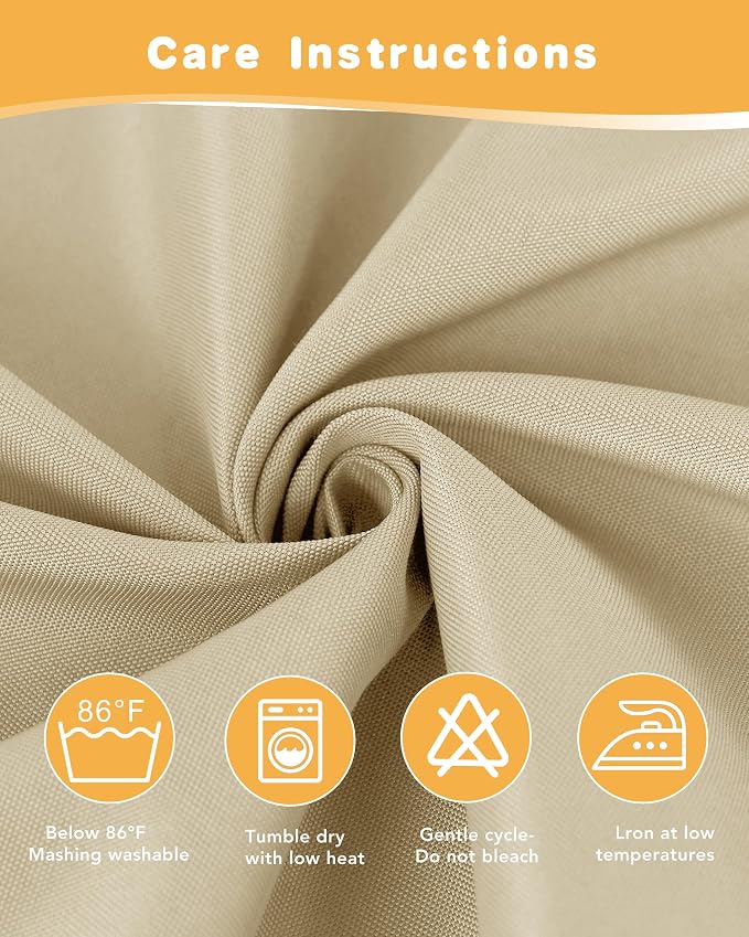 HolidayIdeas Outdoor Curtains for Patio Waterproof 4 Pcs 54x84 Inch Cream | - Image 7