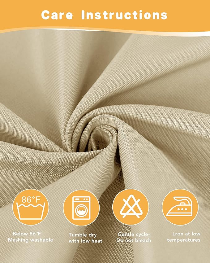 HolidayIdeas Outdoor Curtains for Patio Waterproof 2 Pcs 84x120 Inch Cream | - Image 5