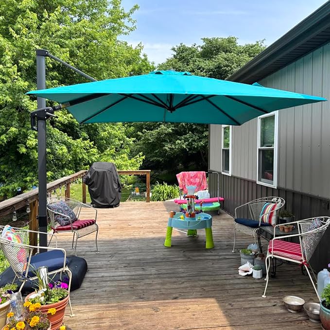 PURPLE LEAF Patio Umbrella Outdoor 10' x 10' Easy Assembly Turquoise | Built to by PURPLELEAF