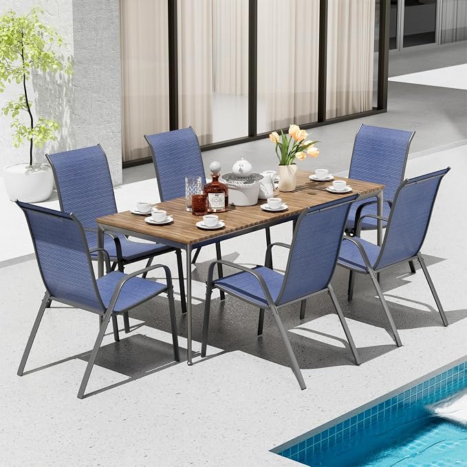 TLSUNNY Patio Chair, Outdoor Stackable Textilene Chairs Set of 6, - Image 9