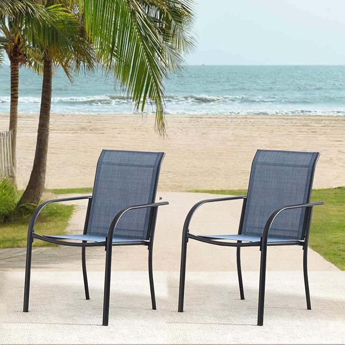 Outdoor Dining Chairs Set of 2, Stackable Patio Chairs by Seekverse