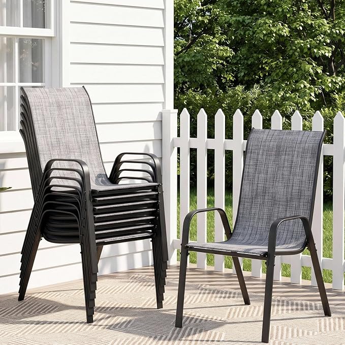 TLSUNNY Patio Chair, Outdoor Stackable Textilene Chairs Set of 8, by TLSUNNY